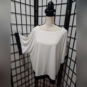 Chico's Traveler's Size 3 (XL/16) BLACK & WHITE Cold Shoulder Top